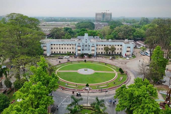 Aerial view of Rajshahi University administration building